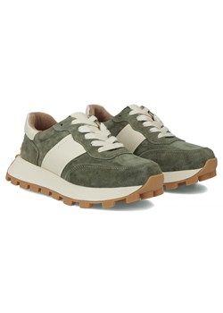 Skórzane sneakersy damskie khaki Filippo DP7112/25 ze sklepu ulubioneobuwie w kategorii Buty sportowe damskie - zdjęcie 185759174