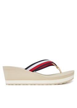 Tommy Hilfiger Japonki Th Corporate Wedge Beach Sandal FW0FW08520 Beżowy ze sklepu MODIVO w kategorii Klapki damskie - zdjęcie 185761101