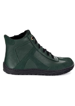 Damskie zimowe buty skórzane barefoot 1294 minimalistyczne zielone ze sklepu butyolivier w kategorii Półbuty damskie - zdjęcie 185769540
