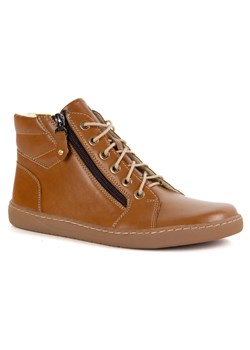 Damskie minimalistyczne buty skórzane zimowe barefoot 1293 rude ze sklepu butyolivier w kategorii Półbuty damskie - zdjęcie 185769552