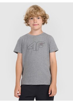 Chłopięcy t-shirt z nadrukiem 4F 4FJWAW25TTSHM2417 - szary ze sklepu Sportstylestory.com w kategorii T-shirty chłopięce - zdjęcie 185770011