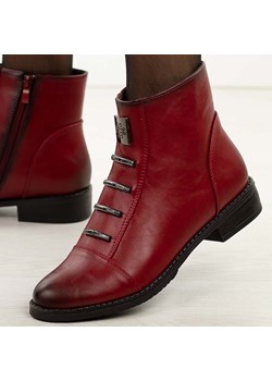 Czerwone płaskie botki damskie M.Daszyński Sa62-126 ze sklepu suzana.pl w kategorii Botki - zdjęcie 185777392