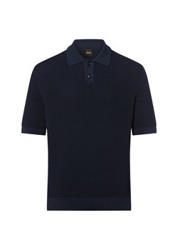 BOSS Orange Męska koszulka polo z dzianiny - Akoppo Mężczyźni Bawełna granatowy jednolity ze sklepu vangraaf w kategorii Swetry męskie - zdjęcie 185777593