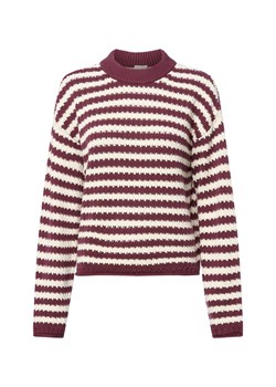 Y.A.S Damski sweter z dzianiny - YASPorta Kobiety Bawełna bakłażanowy w paski ze sklepu vangraaf w kategorii Swetry damskie - zdjęcie 185777612