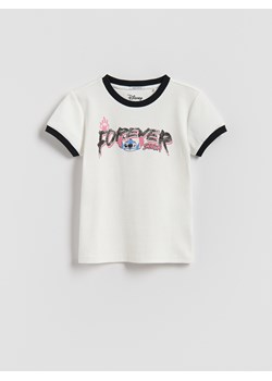 Reserved - Prążkowany t-shirt Lilo i Stitch - wielobarwny ze sklepu Reserved w kategorii Bluzki dziewczęce - zdjęcie 185778130
