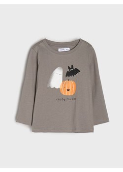 Sinsay - Koszulka z długimi rękawami z motywem Halloween - szary - id: 110FX-85X - marki Sinsay - 185779412 Sinsay - Koszulka z długimi rękawami z motywem Halloween - szary ze sklepu Sinsay w kategorii Kaftaniki i bluzki - zdjęcie 185779412