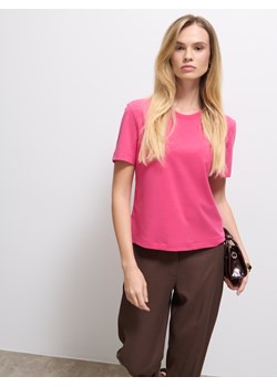 Mohito - Różowy t-shirt z dodatkiem wełny - fioletowy ze sklepu Mohito w kategorii Bluzki damskie - zdjęcie 185780221