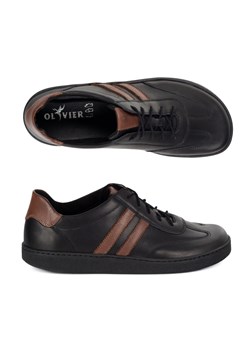 Buty męskie casual skórzane sznurowane BAREFOOT FRIENDLY 1290 czarne z brązem ze sklepu butyolivier w kategorii Półbuty męskie - zdjęcie 185781142