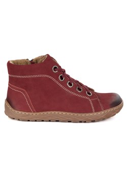 Buty barefoot zimowe damskie skórzane ocieplane 1299 bordowe ze sklepu butyolivier w kategorii Botki - zdjęcie 185781171