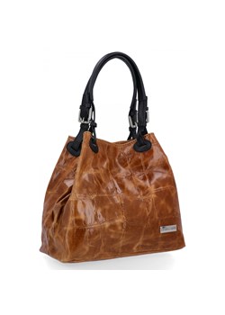 Torebka Skórzana Shopper w Motyw Żółwia Vittoria Gotti V692754 Jasno Brązowa ze sklepu PaniTorbalska w kategorii Torby Shopper bag - zdjęcie 185782680