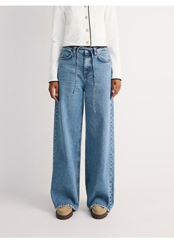Reserved - Jeansy wide leg z wiązaniem - niebieski ze sklepu Reserved w kategorii Jeansy damskie - zdjęcie 185783094