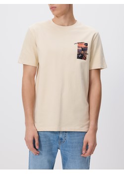 Reserved - T-shirt regular z nadrukiem - beżowy ze sklepu Reserved w kategorii T-shirty męskie - zdjęcie 185783874