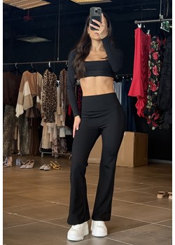 Czarne Legginsy High Waist o Fasonie Flare Nallirea - id: NK41100Y-38-BLACK - marki Renee - 185784610 Czarne Legginsy High Waist o Fasonie Flare Nallirea ze sklepu renee.pl w kategorii Spodnie damskie - zdjęcie 185784610