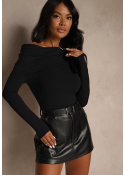 Czarna Bluzka Longsleeve Vices z Asymetrycznym Dekoltem Fertie ze sklepu renee.pl w kategorii Bluzki damskie - zdjęcie 185784614