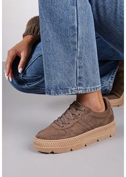 Brązowe Sneakersy Vices na Platformie z Tłoczeniem Alarrive ze sklepu renee.pl w kategorii Buty sportowe damskie - zdjęcie 185784621
