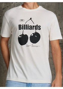 Sinsay - Koszulka z nadrukiem z bawełny - kremowy ze sklepu Sinsay w kategorii T-shirty męskie - zdjęcie 185787332