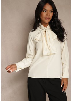 Beżowa Bluzka Vices Ozdobiona Kokardą Overile ze sklepu renee.pl w kategorii Bluzki damskie - zdjęcie 185790041