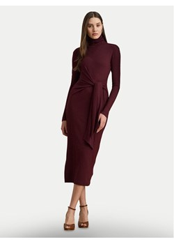 LAUREN RALPH LAUREN Sukienka dzianinowa 200980028006 Bordowy Slim Fit ze sklepu MODIVO w kategorii Sukienki - zdjęcie 185792813