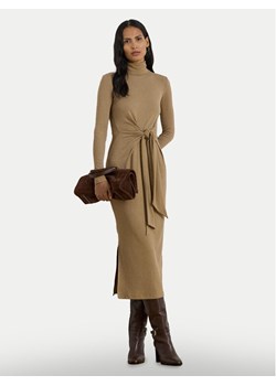 LAUREN RALPH LAUREN Sukienka dzianinowa 200980028003 Beżowy Slim Fit ze sklepu MODIVO w kategorii Sukienki - zdjęcie 185792831