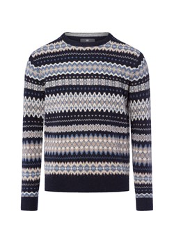 Nils Sundström Męski sweter z dzianiny Mężczyźni Wełna niebieski wzorzysty ze sklepu vangraaf w kategorii Swetry męskie - zdjęcie 185801243