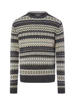 Nils Sundström Męski sweter z dzianiny Mężczyźni Wełna szary wzorzysty ze sklepu vangraaf w kategorii Swetry męskie - zdjęcie 185801244
