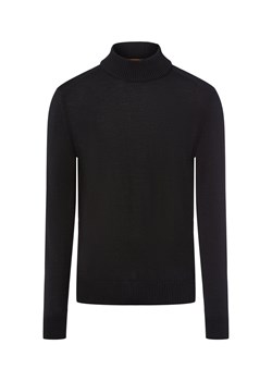 BOSS Orange Męski sweter z dzianiny - Avac Mężczyźni wełna ze strzyży czarny jednolity ze sklepu vangraaf w kategorii Swetry męskie - zdjęcie 185801262