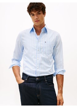 Tommy Hilfiger Męska koszula casual Mężczyźni Regular Fit Bawełna jasnoniebieski w paski ze sklepu vangraaf w kategorii Koszule męskie - zdjęcie 185801291