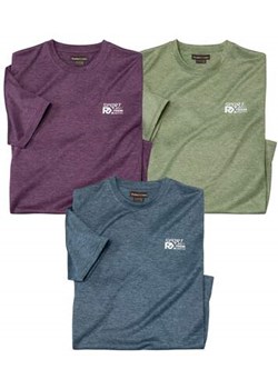 Zestaw 3 koszulek z tkaniny flammé Sport ze sklepu Atlas For Men w kategorii T-shirty męskie - zdjęcie 185801900