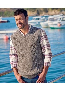 Trykotowy sweter bez rękawów z warkoczami ze sklepu Atlas For Men w kategorii Swetry męskie - zdjęcie 185801922