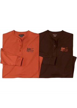 Zestaw 2 koszulek z dekoltem z guzikami ze sklepu Atlas For Men w kategorii T-shirty męskie - zdjęcie 185801923
