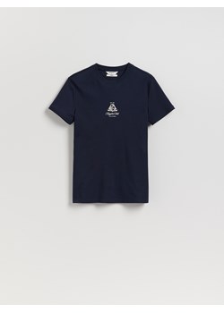 Reserved - Bawełniany t-shirt slim fit - granatowy ze sklepu Reserved w kategorii T-shirty męskie - zdjęcie 185802094