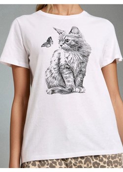 Sinsay - Bawełniana koszulka z nadrukiem - biały ze sklepu Sinsay w kategorii T-shirty męskie - zdjęcie 185804121