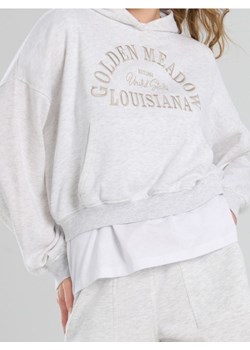 Sinsay - Bluza hoodie z haftowanym napisem - szary ze sklepu Sinsay w kategorii Bluzy damskie - zdjęcie 185804214