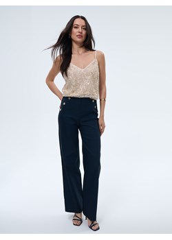 Mohito - Spodnie wide leg - granatowy - id: 388FK-95P - marki Mohito - 185804753 Mohito - Spodnie wide leg - granatowy ze sklepu Mohito w kategorii Spodnie damskie - zdjęcie 185804753