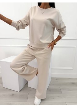 Beżowy Komplet Bluza + Spodnie Wide Leg ze sklepu ModnaKiecka.pl w kategorii Komplety i garnitury damskie - zdjęcie 185804994