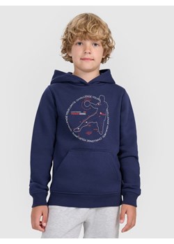 Chłopięca bluza nierozpinana z kapturem 4F 4FJWAW25TSWSM1958 - granatowa ze sklepu Sportstylestory.com w kategorii Bluzy chłopięce - zdjęcie 185805673