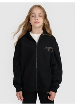 Dziewczęca bluza rozpinana z kapturem 4F 4FJWAW25TSWSF1941 - czarna ze sklepu Sportstylestory.com w kategorii Bluzy dziewczęce - zdjęcie 185805714