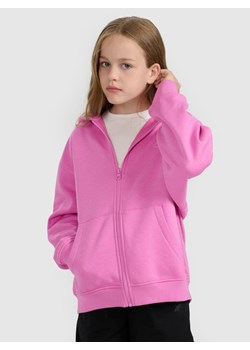 Dziewczęca bluza rozpinana z kapturem 4F 4FJWAW25TSWSF1941 - różowa ze sklepu Sportstylestory.com w kategorii Bluzy dziewczęce - zdjęcie 185805720