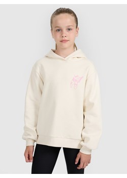 Dziewczęca bluza nierozpinana z kapturem 4F 4FJWAW25TSWSF2147 - biała ze sklepu Sportstylestory.com w kategorii Bluzy dziewczęce - zdjęcie 185805773