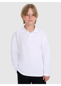 Chłopięcy longsleeve polo 4F 4FJWAW25TLONM483 - biały ze sklepu Sportstylestory.com w kategorii T-shirty chłopięce - zdjęcie 185805842