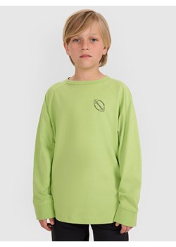 Chłopięcy longsleeve z nadrukiem 4F 4FJWAW25TLONM484 - zielony ze sklepu Sportstylestory.com w kategorii T-shirty chłopięce - zdjęcie 185805871