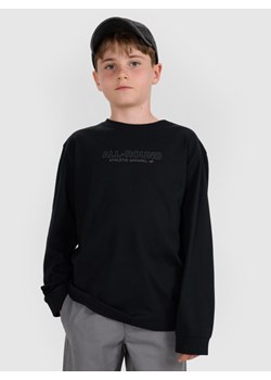Chłopięcy longsleeve z nadrukiem 4F 4FJWAW25TLONM485 - czarny ze sklepu Sportstylestory.com w kategorii T-shirty chłopięce - zdjęcie 185805934