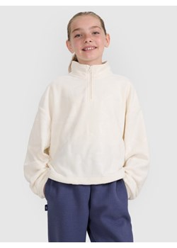Dziewczęcy polar ze stójką 4F 4FJWAW25TFLEF342 - biały ze sklepu Sportstylestory.com w kategorii Bluzy dziewczęce - zdjęcie 185805964