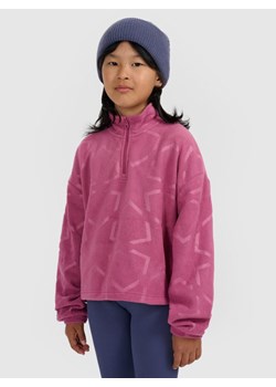 Dziewczęcy polar ze stójką 4F 4FJWAW25TFLEF342 - różowy ze sklepu Sportstylestory.com w kategorii Bluzy dziewczęce - zdjęcie 185805974