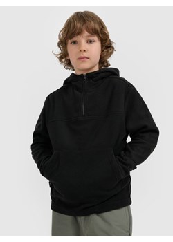Chłopięcy polar z kapturem 4F 4FJWAW25TFLEM350 - czarny ze sklepu Sportstylestory.com w kategorii Bluzy chłopięce - zdjęcie 185805984