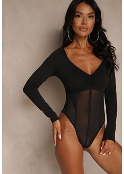Czarne Body Vices o Fasonie Longsleeve z Dekoltem w Kształcie V Asstre ze sklepu renee.pl w kategorii Body damskie - zdjęcie 185808163