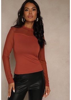 Brązowa Bluzka Golf Vices z Przezroczystymi Rękawami Kariale ze sklepu renee.pl w kategorii Bluzki damskie - zdjęcie 185808174