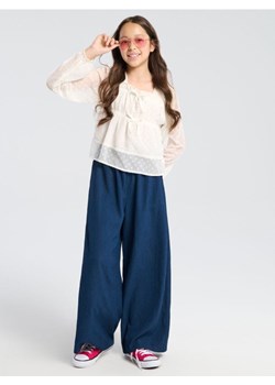 Sinsay - Plisowane spodnie wiązane w pasie - granatowy - id: 018EU-59X - marki Sinsay - 185811532 Sinsay - Plisowane spodnie wiązane w pasie - granatowy ze sklepu Sinsay w kategorii Spodnie dziewczęce - zdjęcie 185811532