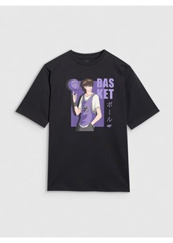 Chłopięcy t-shirt oversize z nadrukiem 4F 4FJRAW25TTSHM3062 - czarny ze sklepu Sportstylestory.com w kategorii T-shirty chłopięce - zdjęcie 185812210