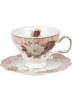 Clayre &amp; Eef Filiżanka w kolorze jasnoróżowo-białym do kawy - 200 ml ze sklepu Limango Polska w kategorii Dzbanki i zaparzacze - zdjęcie 185816240
